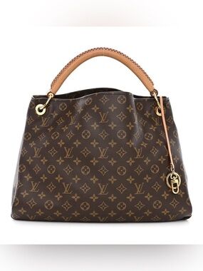 LV Artsy MM Brown Monogram Canvas Bag withTop-Handle Vachetta Leather Handle